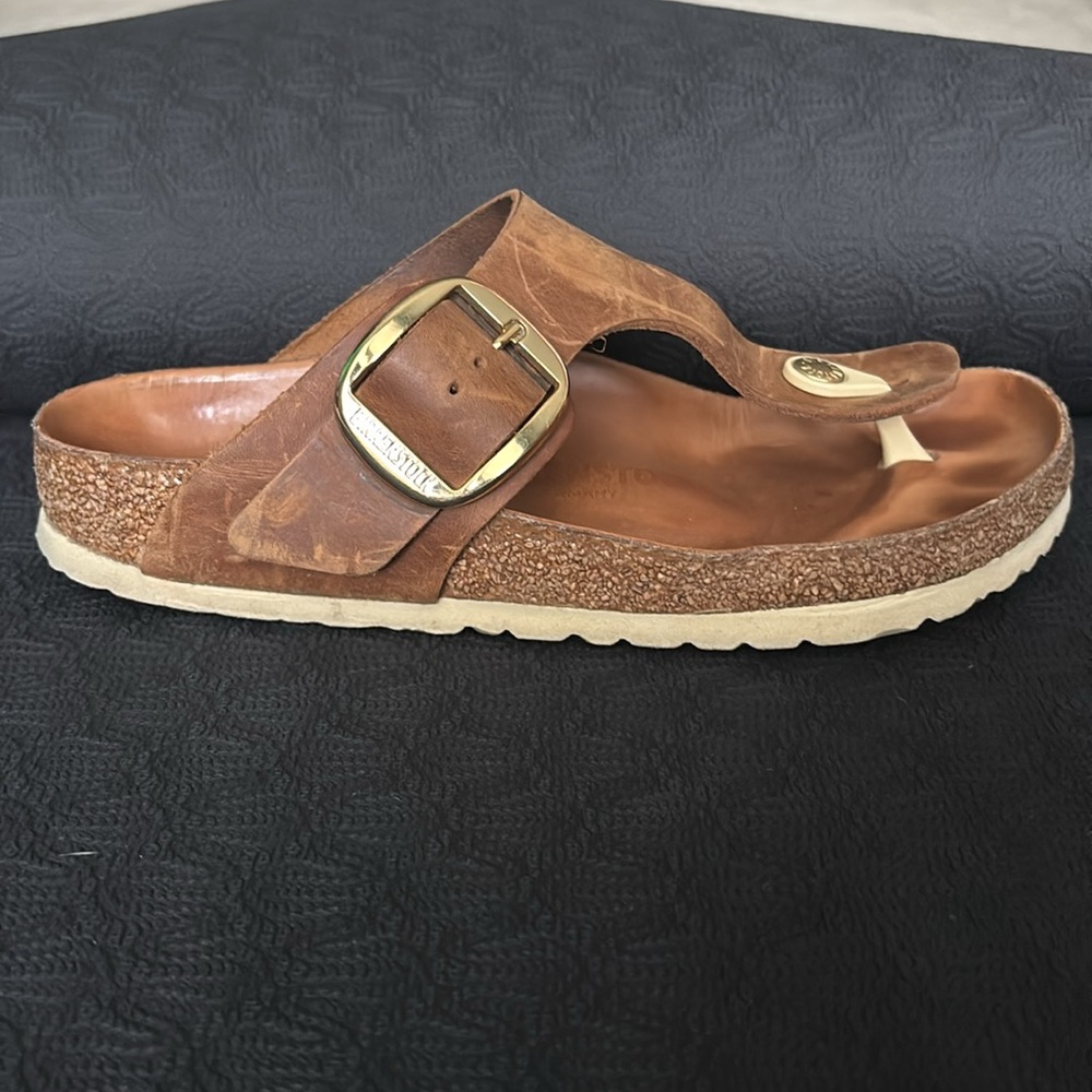 Birkenstock Gizah Big Buckle Oil Rubbed Cognac Brown Leather 37